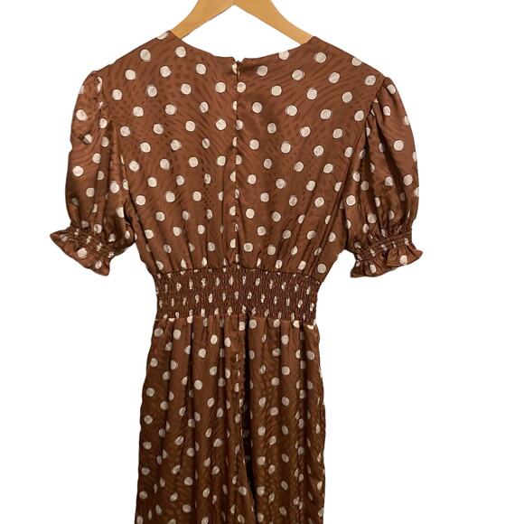 Slate and Willow Jumpsuit Sketched Polka Dot Brown White Size 2 - Picture 10 of 15